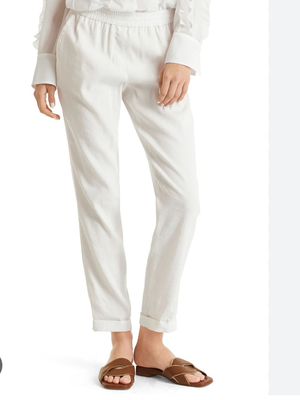 Marc Cain Italian Linen White Pants QC 81.69 W47 110 N6